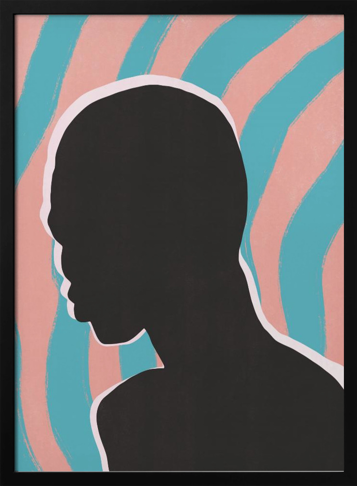 Affiche - Anonymous Portrait In Neon Lights cadre de poster en bois foncé