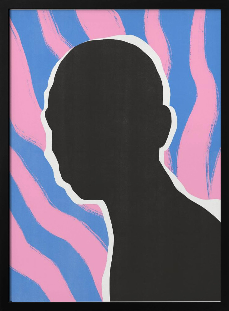 Poster - Anonymous Portrait In Stripes dark wood poster frame