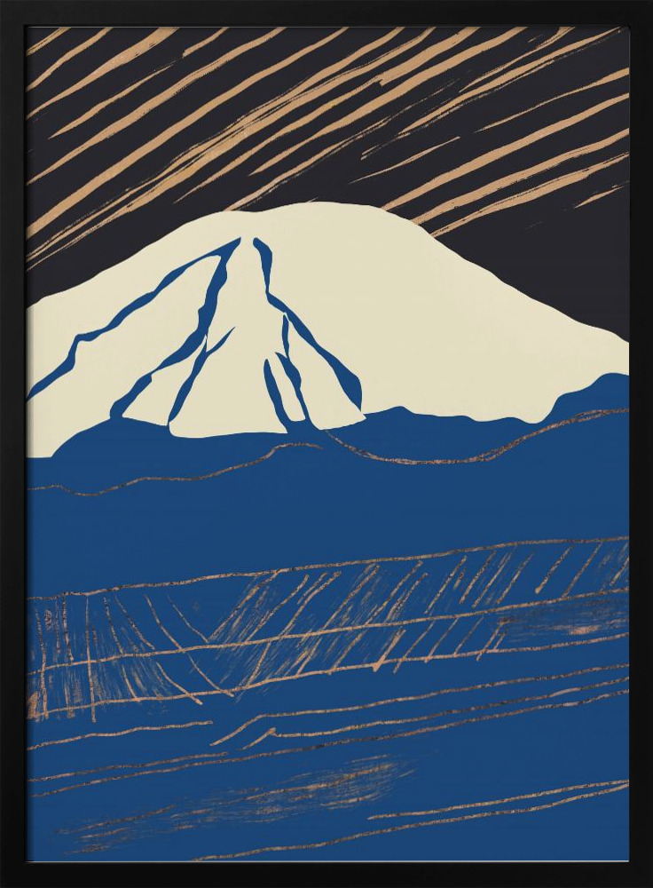 Poster - Snowy peak 02 dark wood poster frame