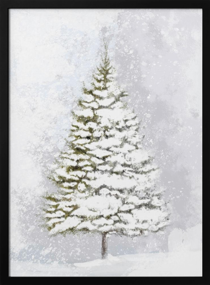 Póster - Lone fir in the snow dark wood poster frame