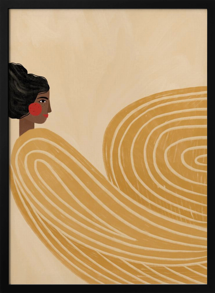 Poster - The Woman With the Yellow Stripes dark wood poster frame