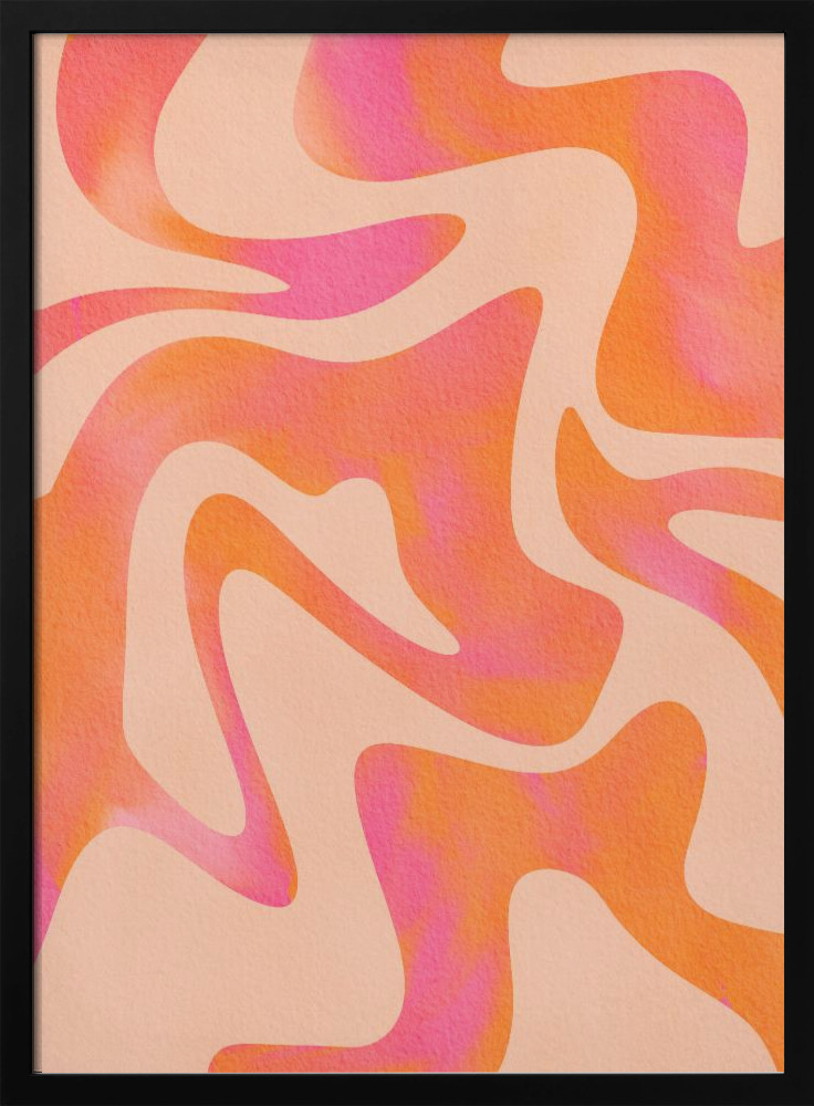 Plakat - Abstract Wave - Peach Fuzz ramka na plakat z ciemnego drewna