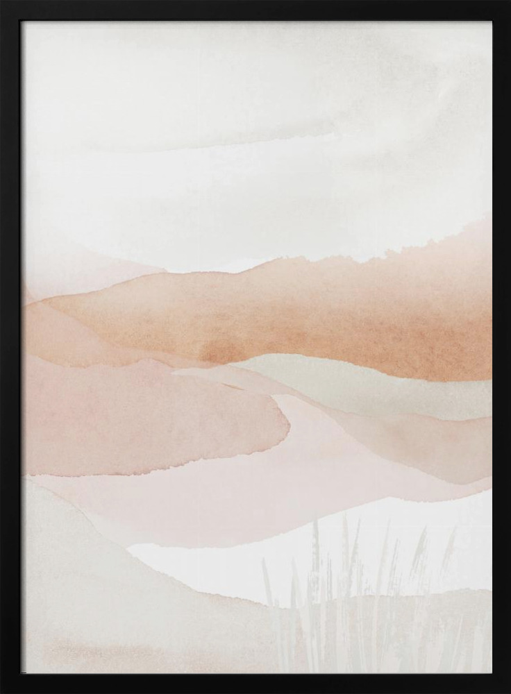 Poster - Mountains in pink-1 dark wood poster frame
