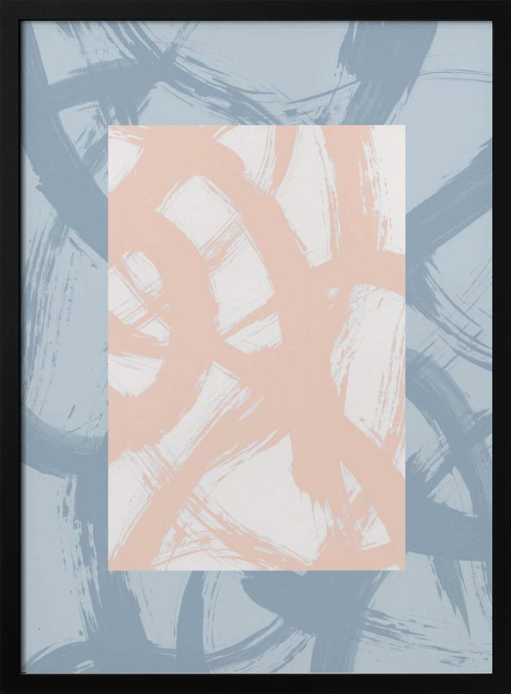 Affiche - Abstract Brush Strokes 98A cadre de poster en bois foncé