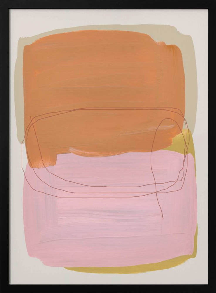 Poster - Abstract Brush Strokes 121 dark wood poster frame