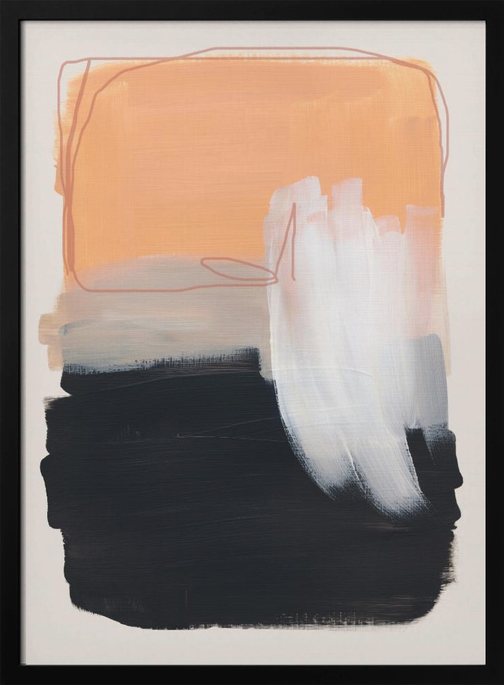 Plakat - Abstract Brush Strokes 122 ramka na plakat z ciemnego drewna