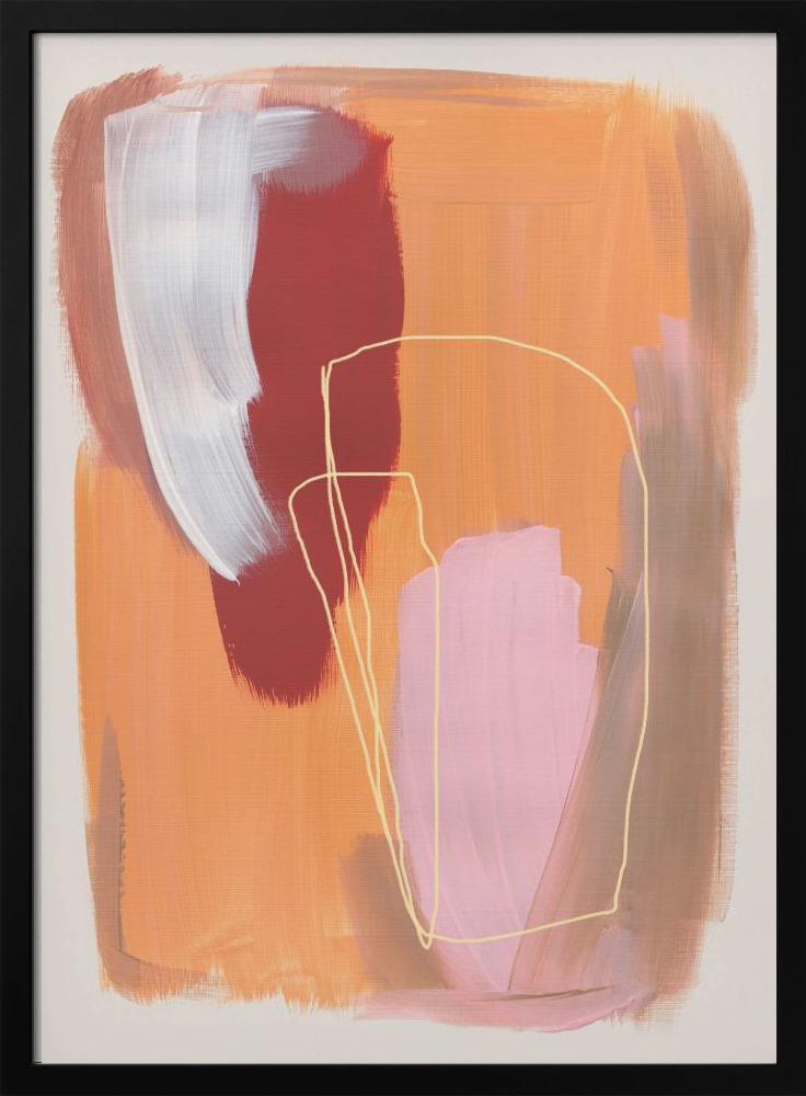 Poster - Abstract Brush Strokes 125 dark wood poster frame
