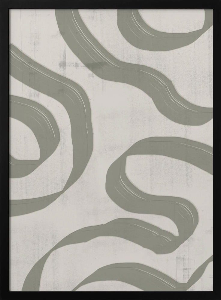 Poster - Green Sage Waves No. 1 dark wood poster frame