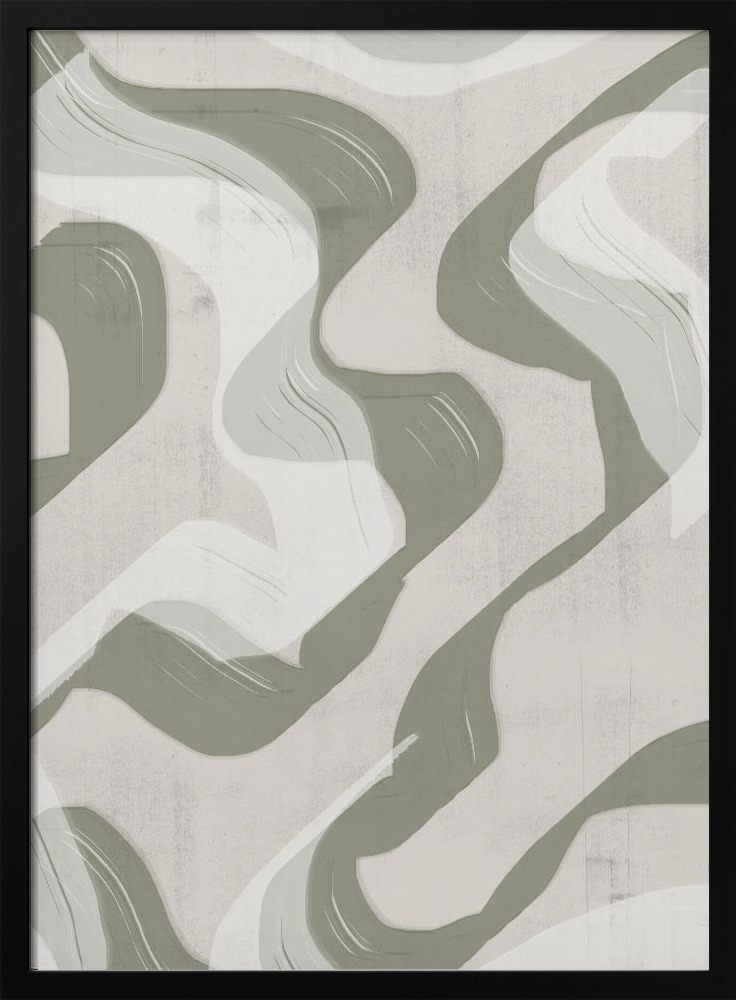 Plakat - Green Waves No.3 ramka na plakat z ciemnego drewna