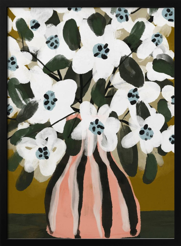 Poster - Pastel Flower Impression No 9 dark wood poster frame