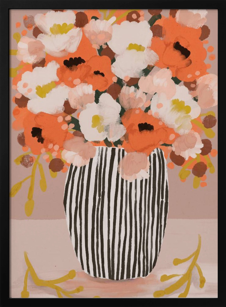 Poster - Pastel flowe rimpression no 10 dark wood poster frame