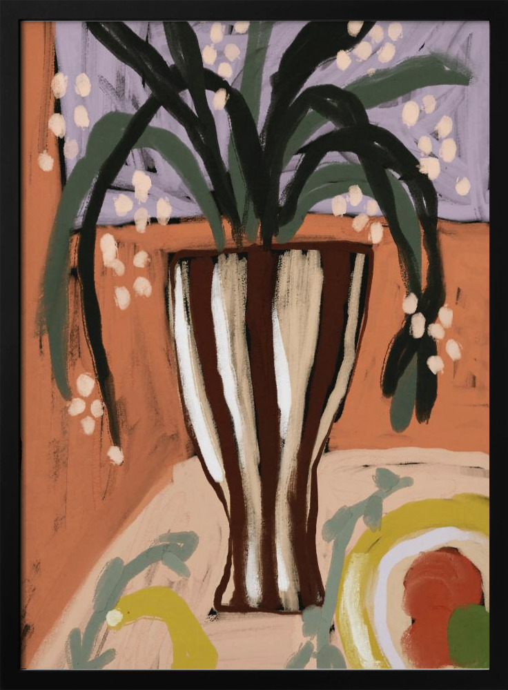 Poster - Floral still life no 3 dark wood poster frame