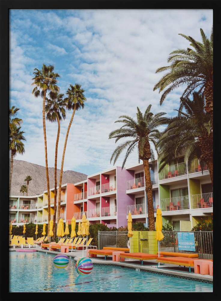 Poster - Palm Springs Pool Day VII dark wood poster frame