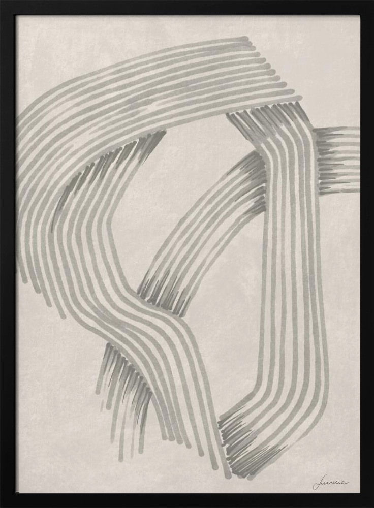 Poster - Abstract Grey Intersections 01 dark wood poster frame
