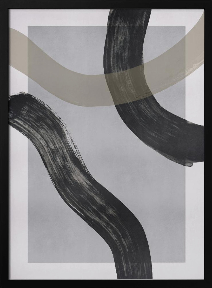 Poster - Lines and Shapes 2 posterframe van donker hout