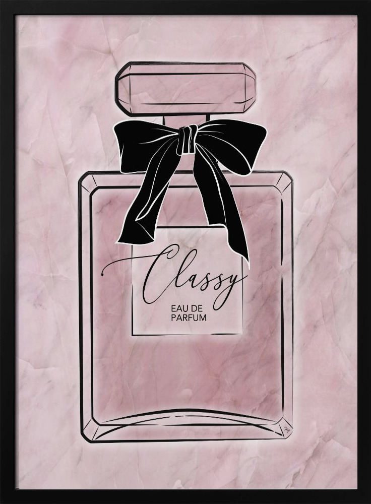 Poster - Pink Classy Perfume posterframe van donker hout