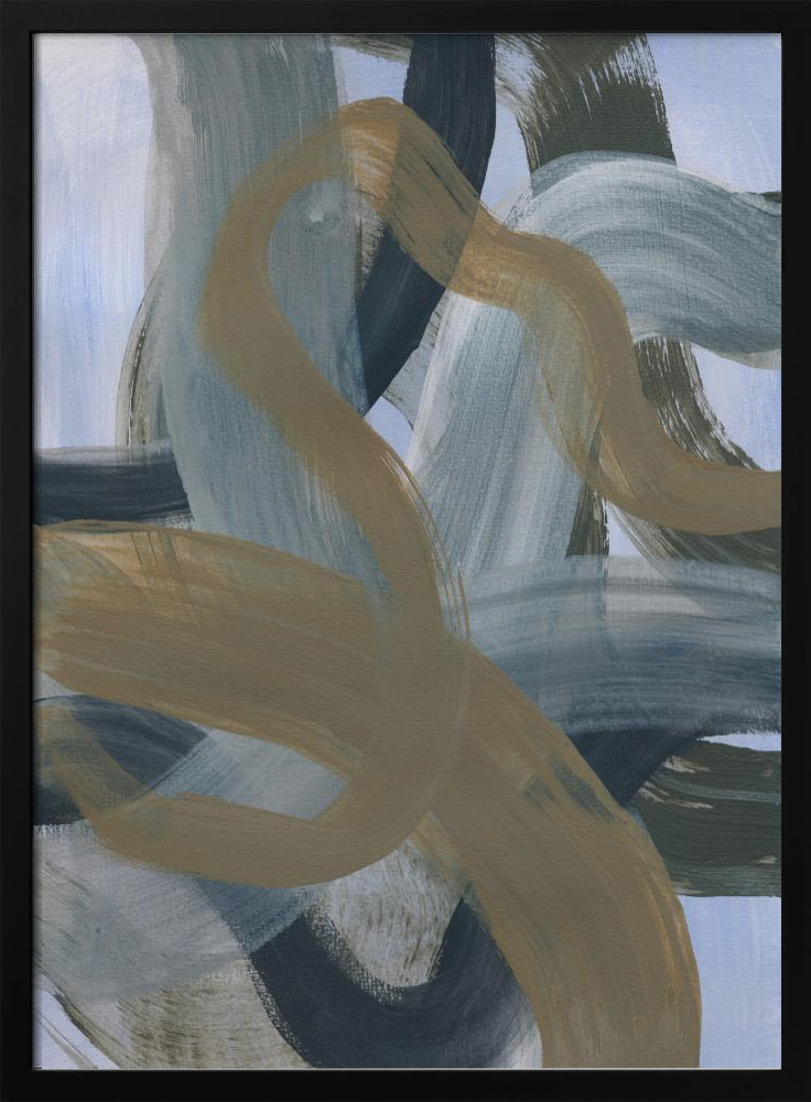 Affiche - Abstract Brush Strokes 124 cadre de poster en bois foncé