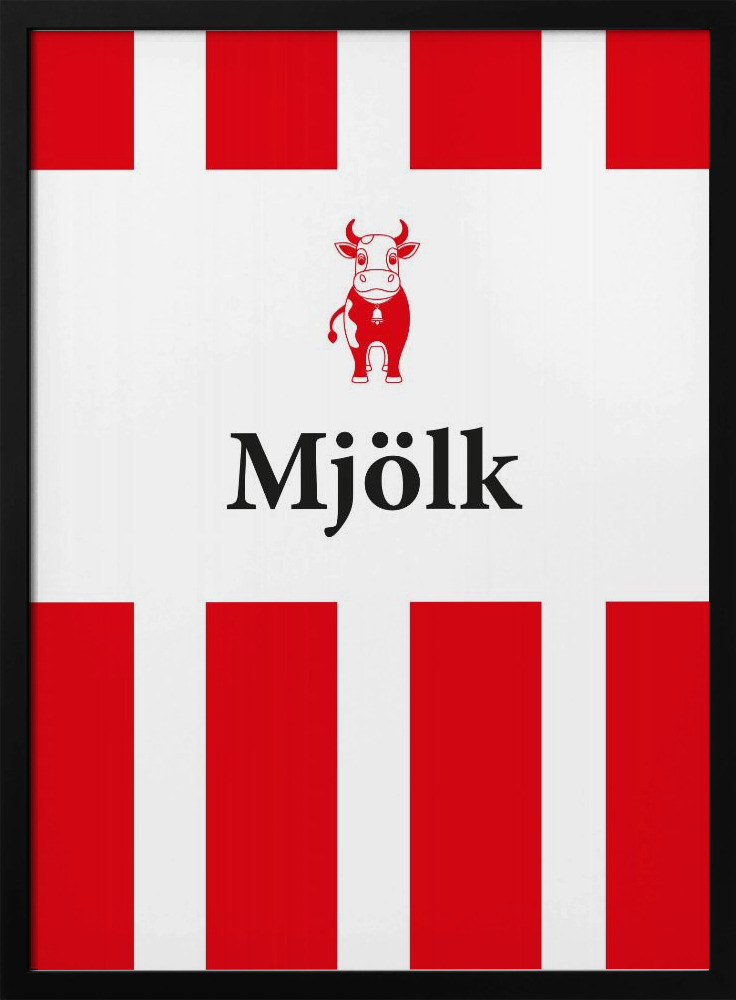 Poster - Mjölk Röd dark wood poster frame