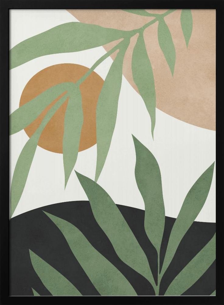 Poster - Floral and tropical 4 posterframe van donker hout