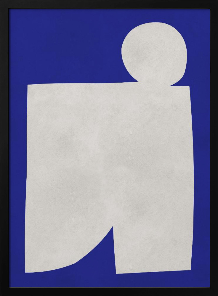 Poster - Blue and white art 2 dark wood poster frame