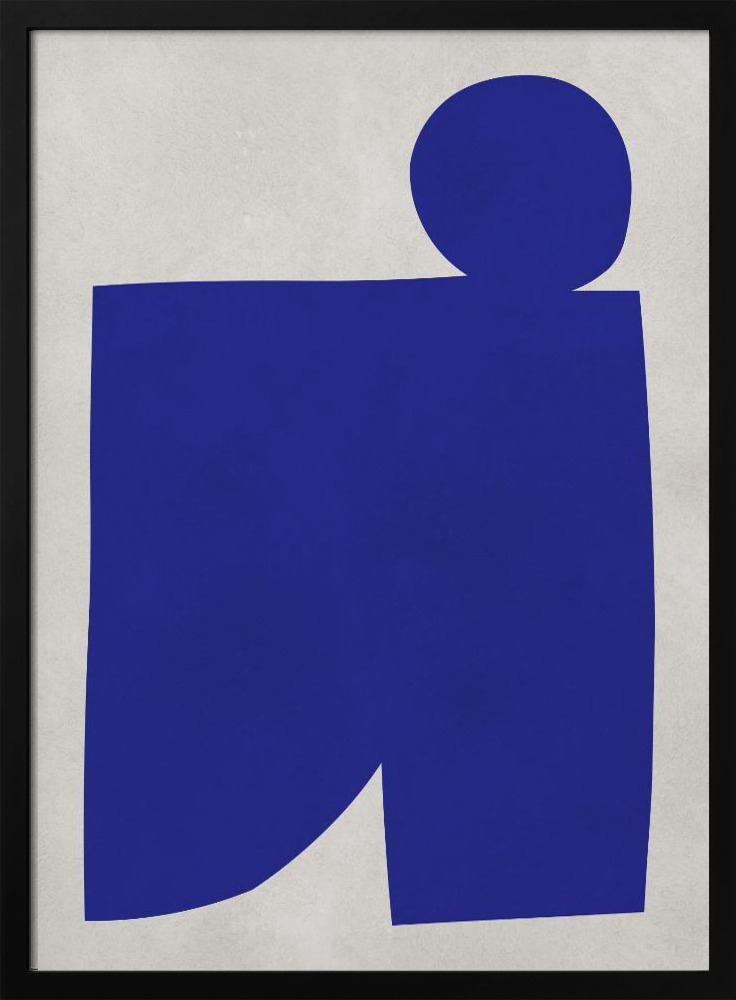 Poster - Blue and white art 1 posterframe van donker hout