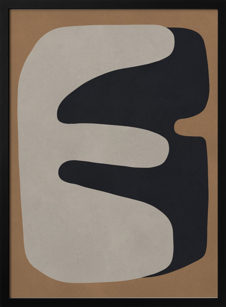Poster - Brown and black art 3 posterframe van donker hout