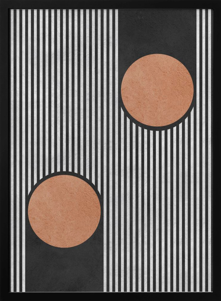 Poster - Circles on black background 2 dark wood poster frame