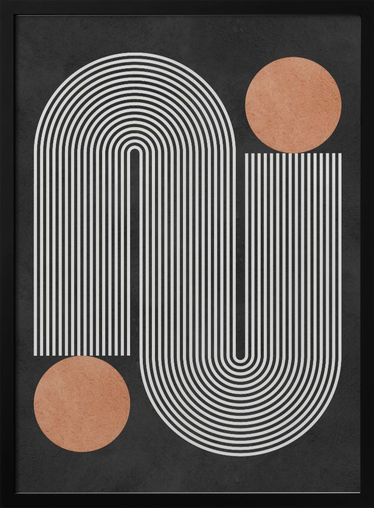 Poster - Circles on black background 1 dark wood poster frame