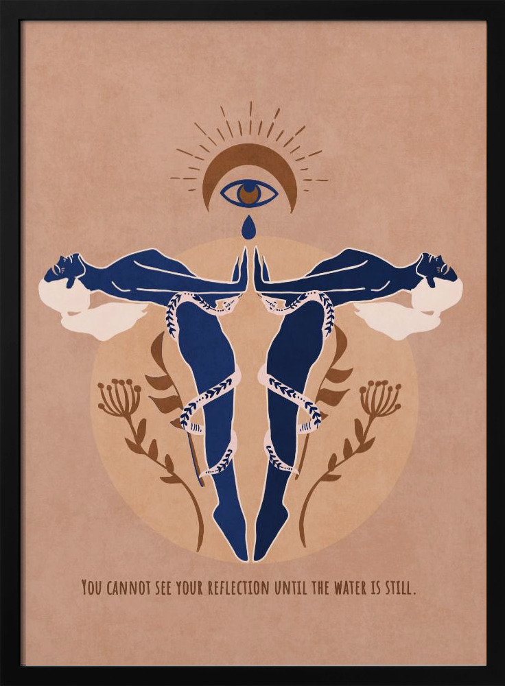 Poster - Ethereal Reflection posterframe van donker hout