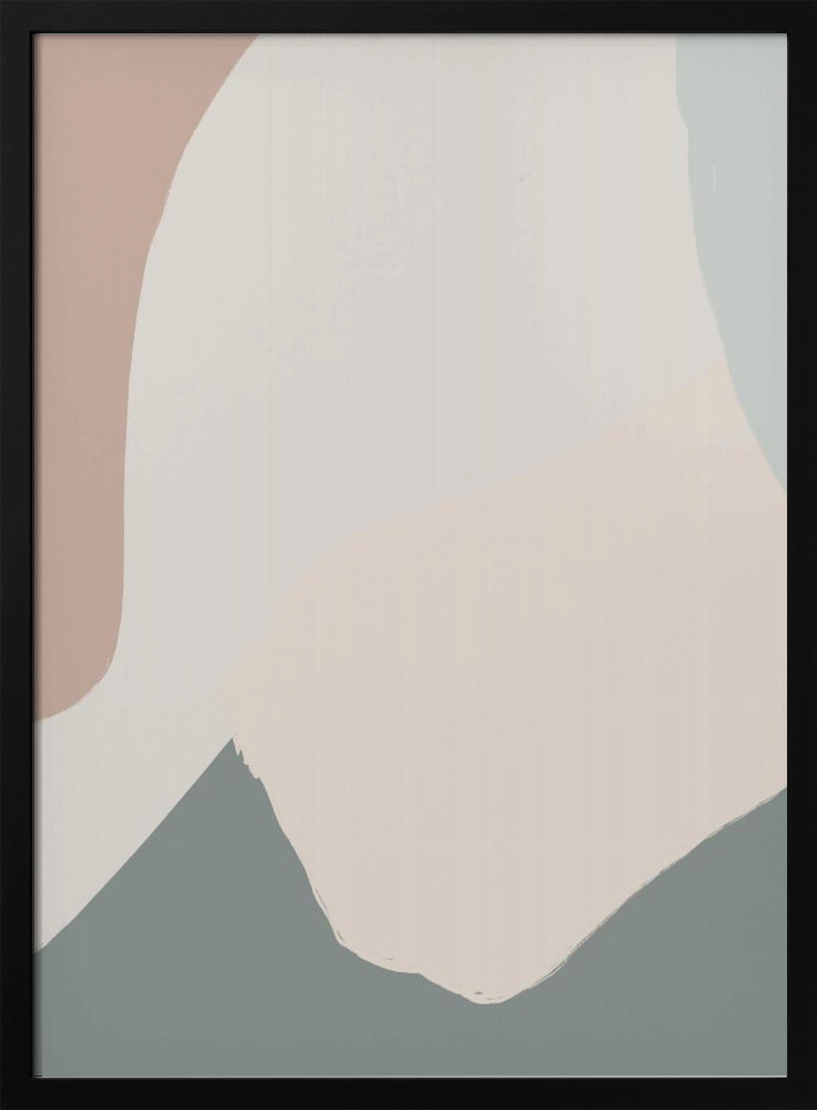Poster - Soothing Beige Abstract posterframe van donker hout