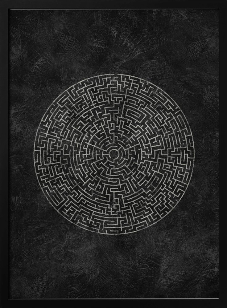 Poster - The Circular Journey Maze dark wood poster frame