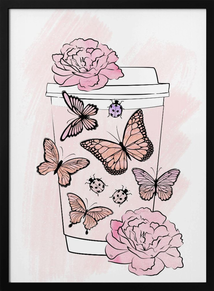 Poster - Summer Coffee posterframe van donker hout