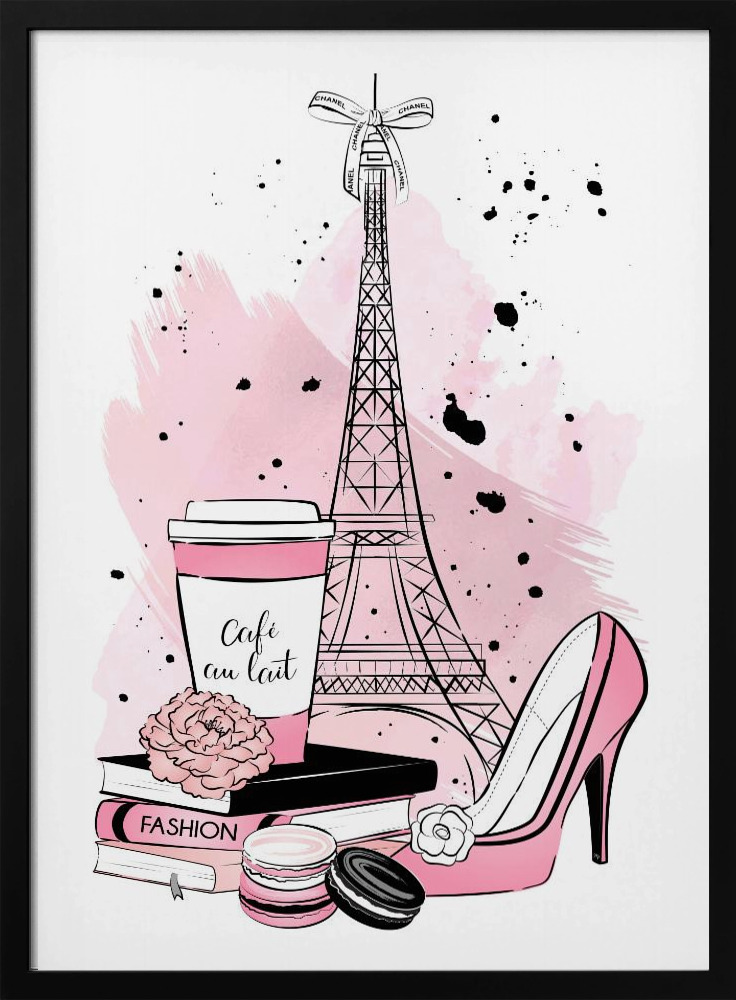 Poster - Paris Blush dark wood poster frame
