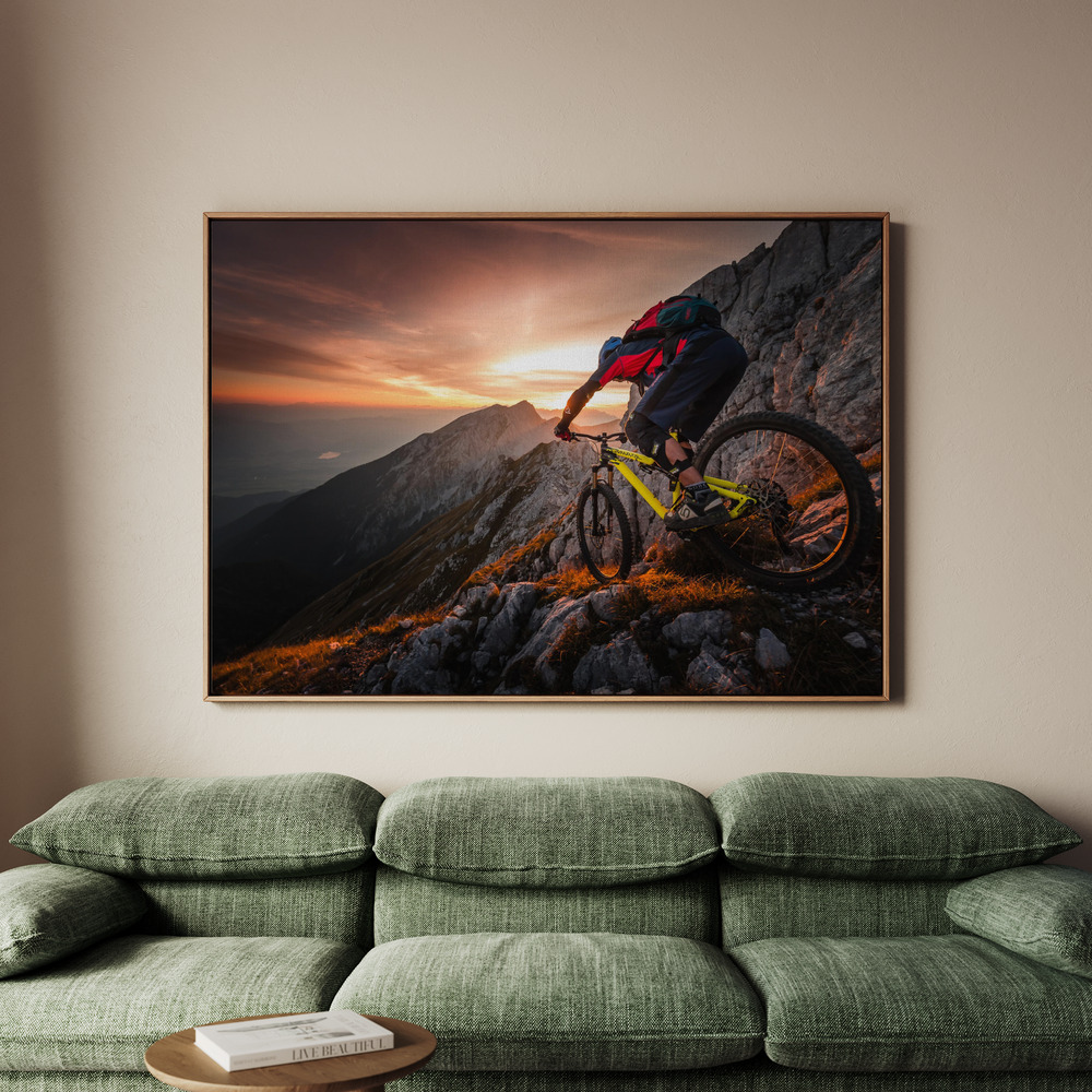 Canvastavla Golden hour high alpine ride - Tavla - 150x100
