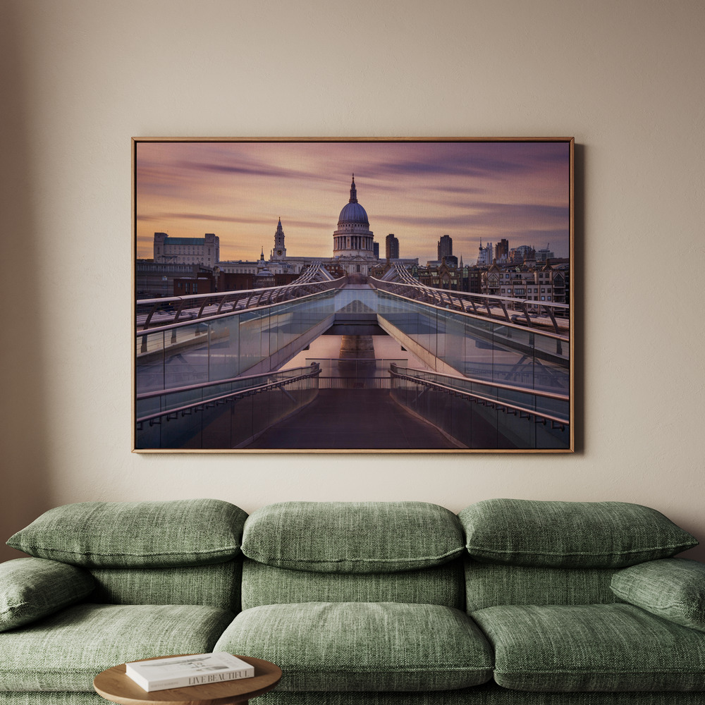 Canvastavla Millennium bridge leading towards St. Paul's church - Tavla - 100x70