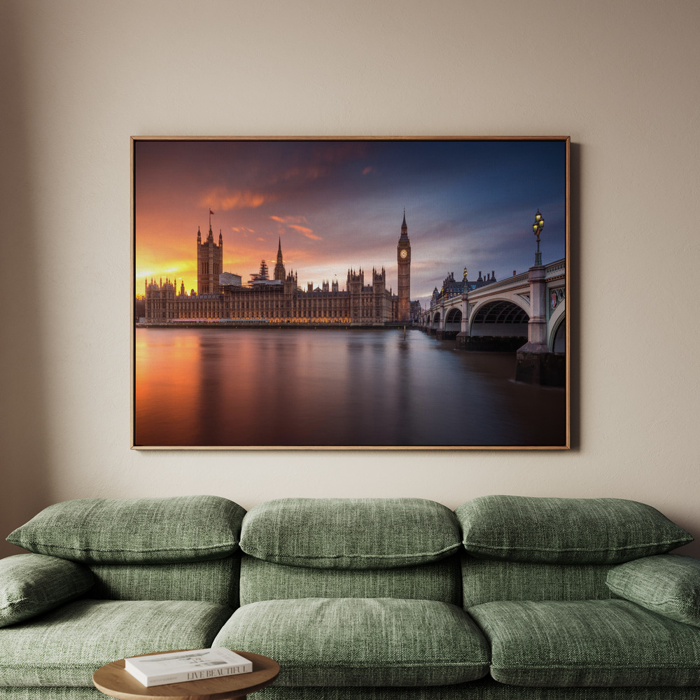 Canvastavla London Palace of Westminster Sunset - Tavla - 100x70