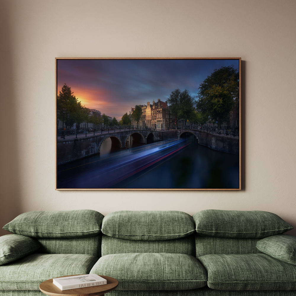 Canvastavla Amsterdam Sunset - Tavla - 100x70