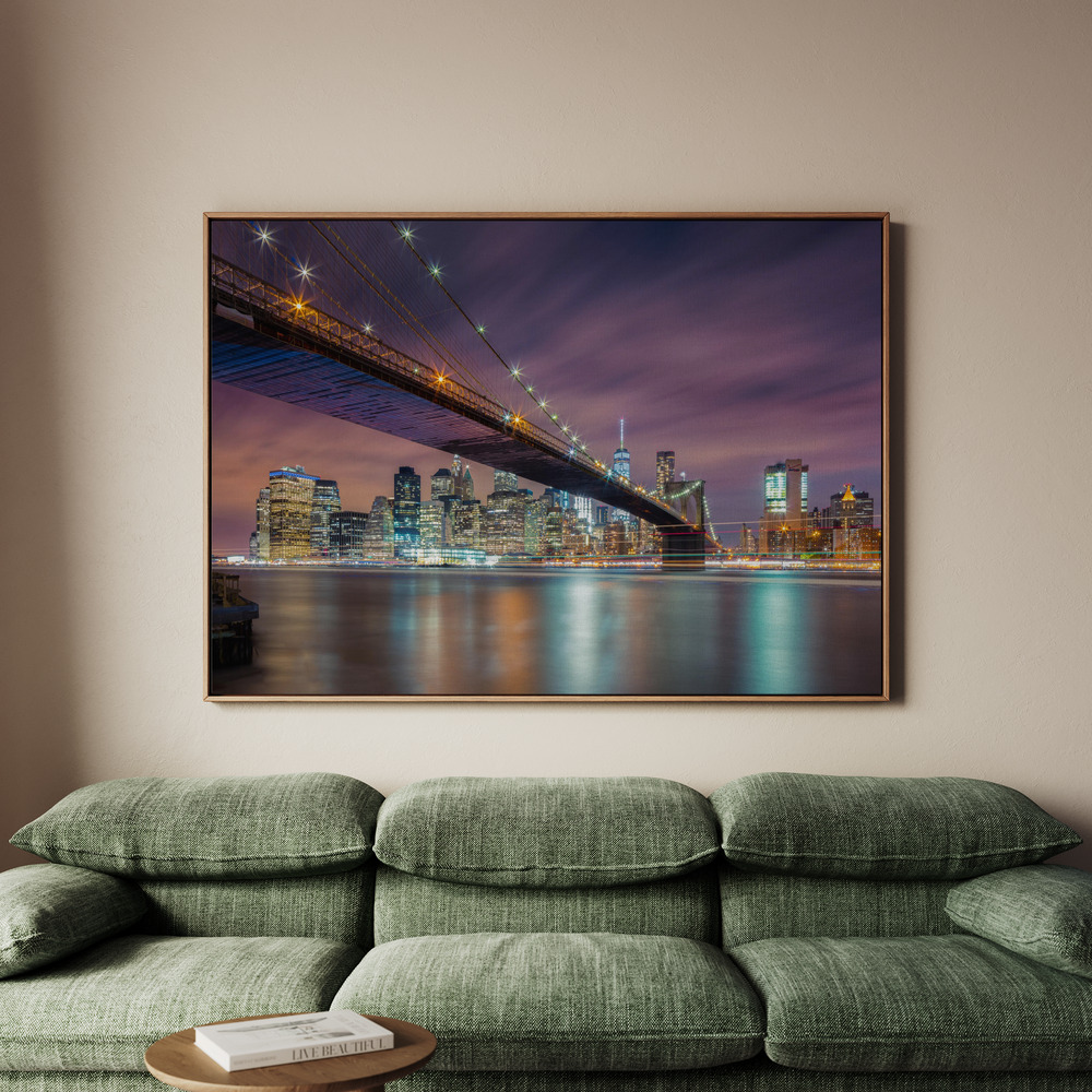 Canvastavla Brooklyn Bridge at Night - Tavla - 100x70