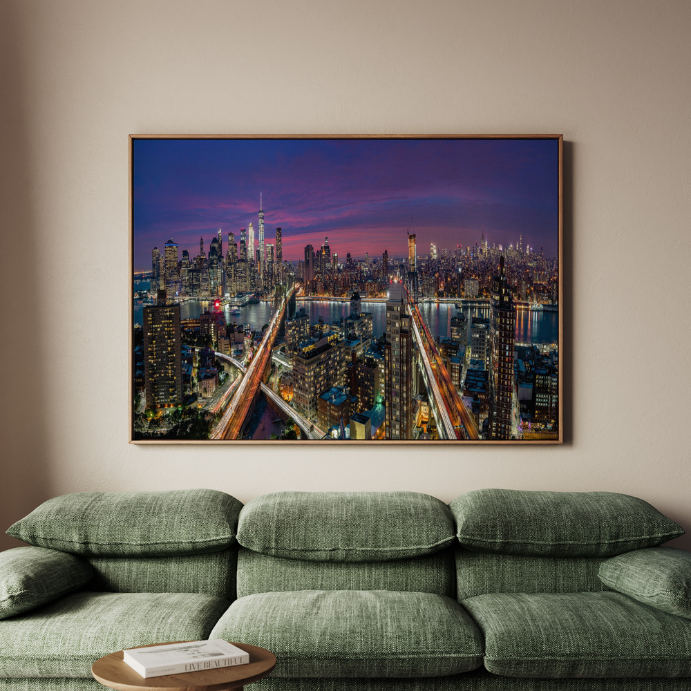 Canvastavla Manhattan skyline during beautiful sunset - Tavla - 100x70
