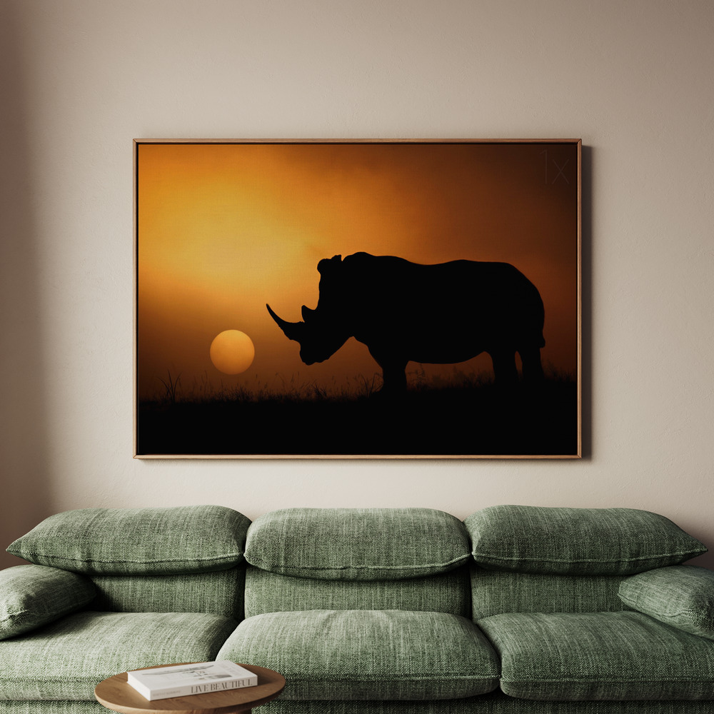 Canvastavla Rhino Sunrise - Tavla - 70x50
