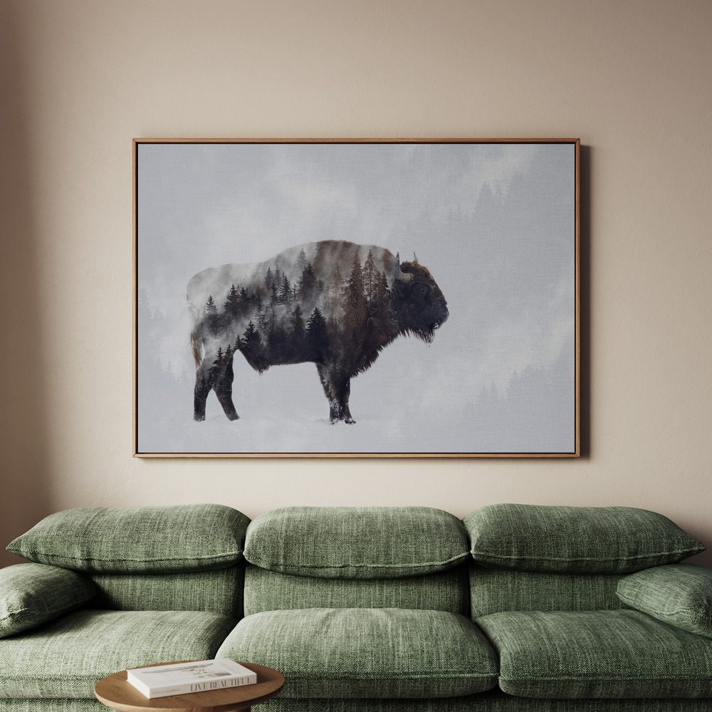 Canvastavla Bison - Double Exposure - Tavla - 100x70