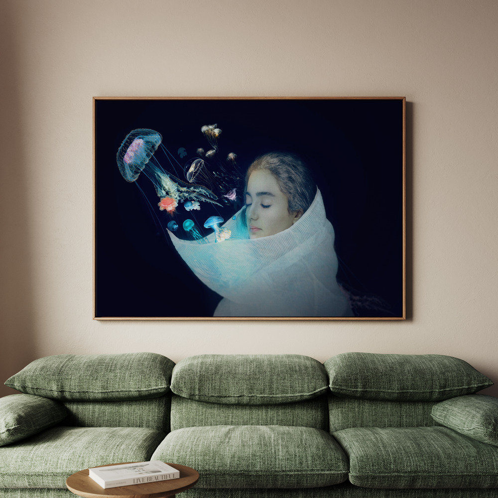 Canvastavla Jellyfish - The Queen of the sea - Tavla - 100x70