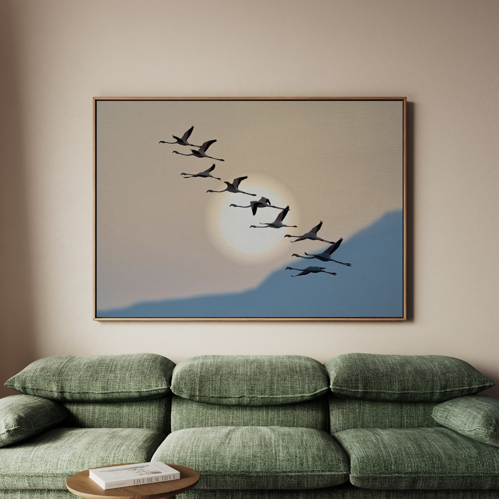 Canvastavla Flamingos at sunrise - Tavla - 70x50