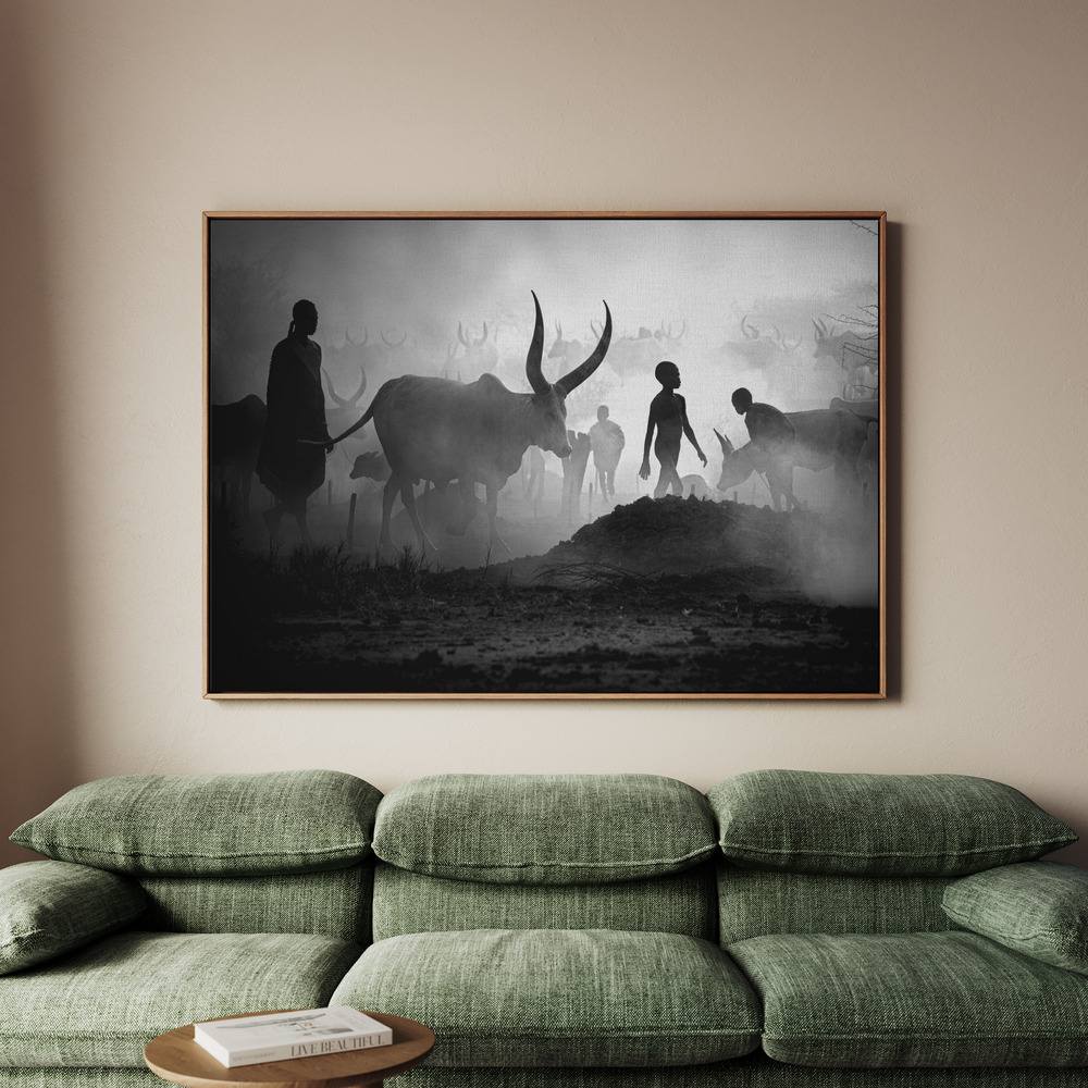 Canvastavla Mundari cattle camp - Tavla - 100x70