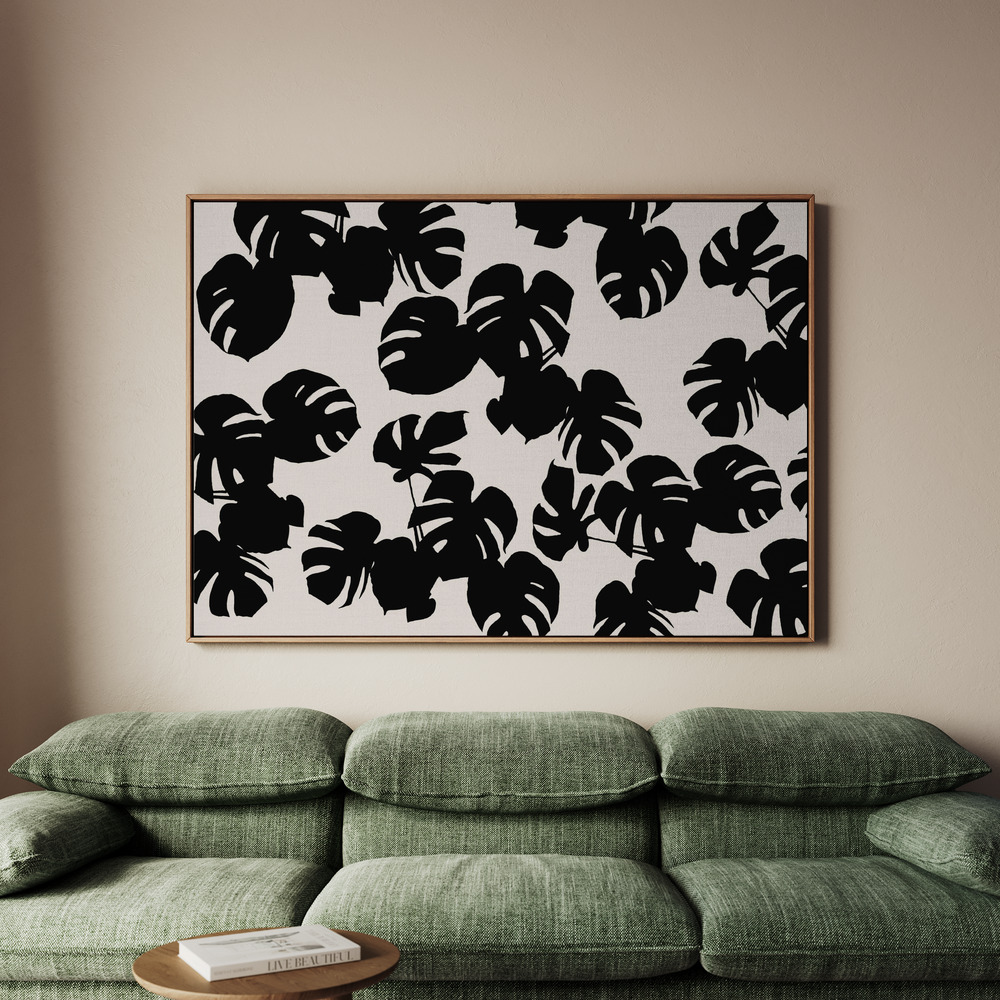Canvastavla Monstera Leaves Black - Tavla - 100x70