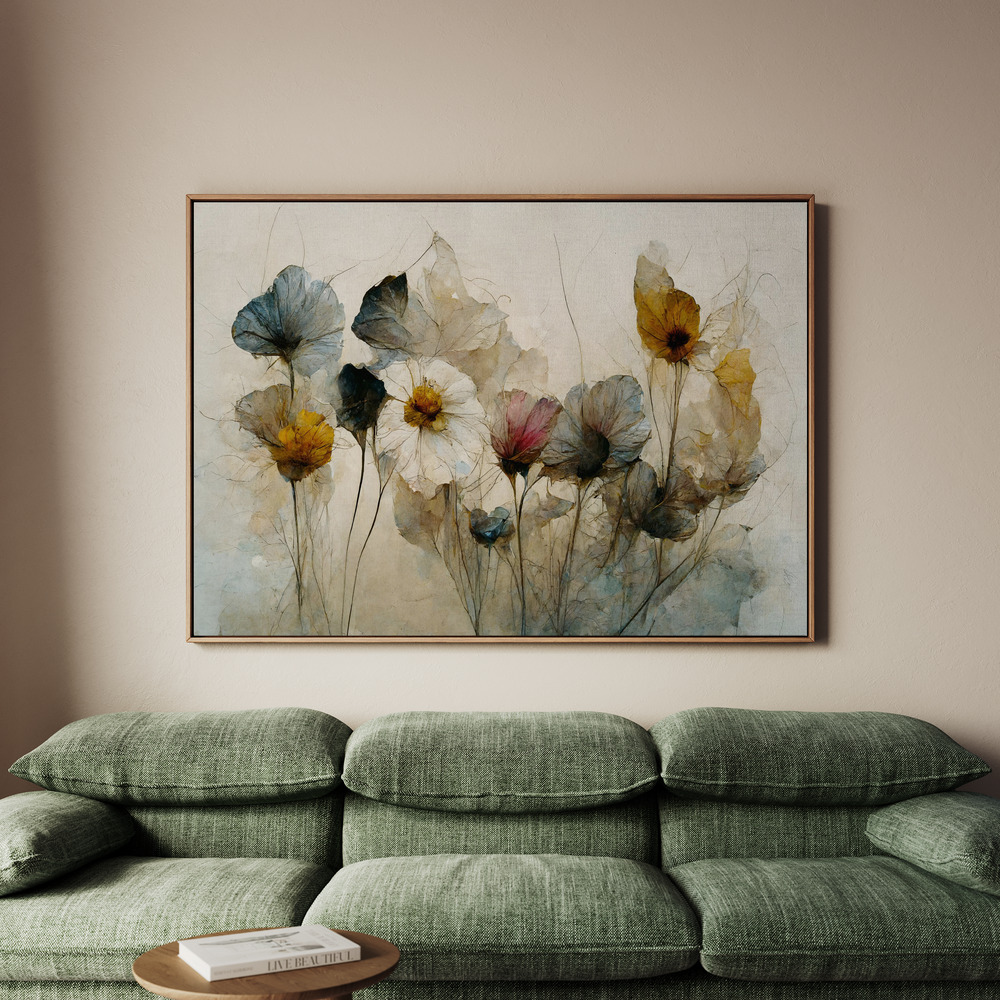 Canvastavla Dry Flower Bouquet - Tavla - 70x50