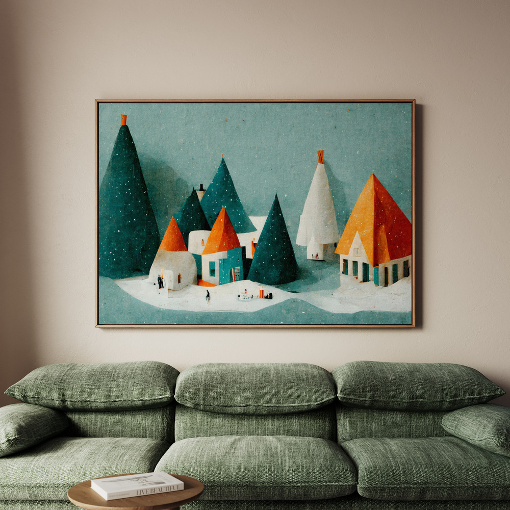 Canvastavla Cute Paper Village - Tavla - 70x50