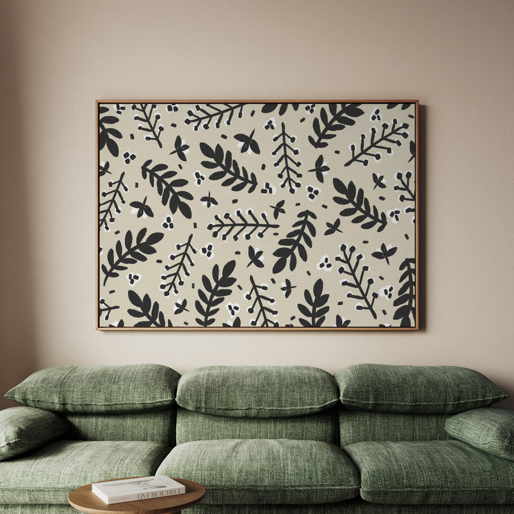 Canvastavla Branches on Beige Background Square - Tavla - 100x70