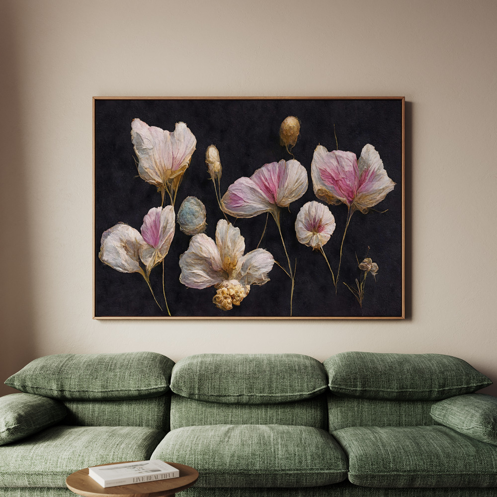 Canvastavla Gentle Pink Dry flowers - Tavla - 150x100