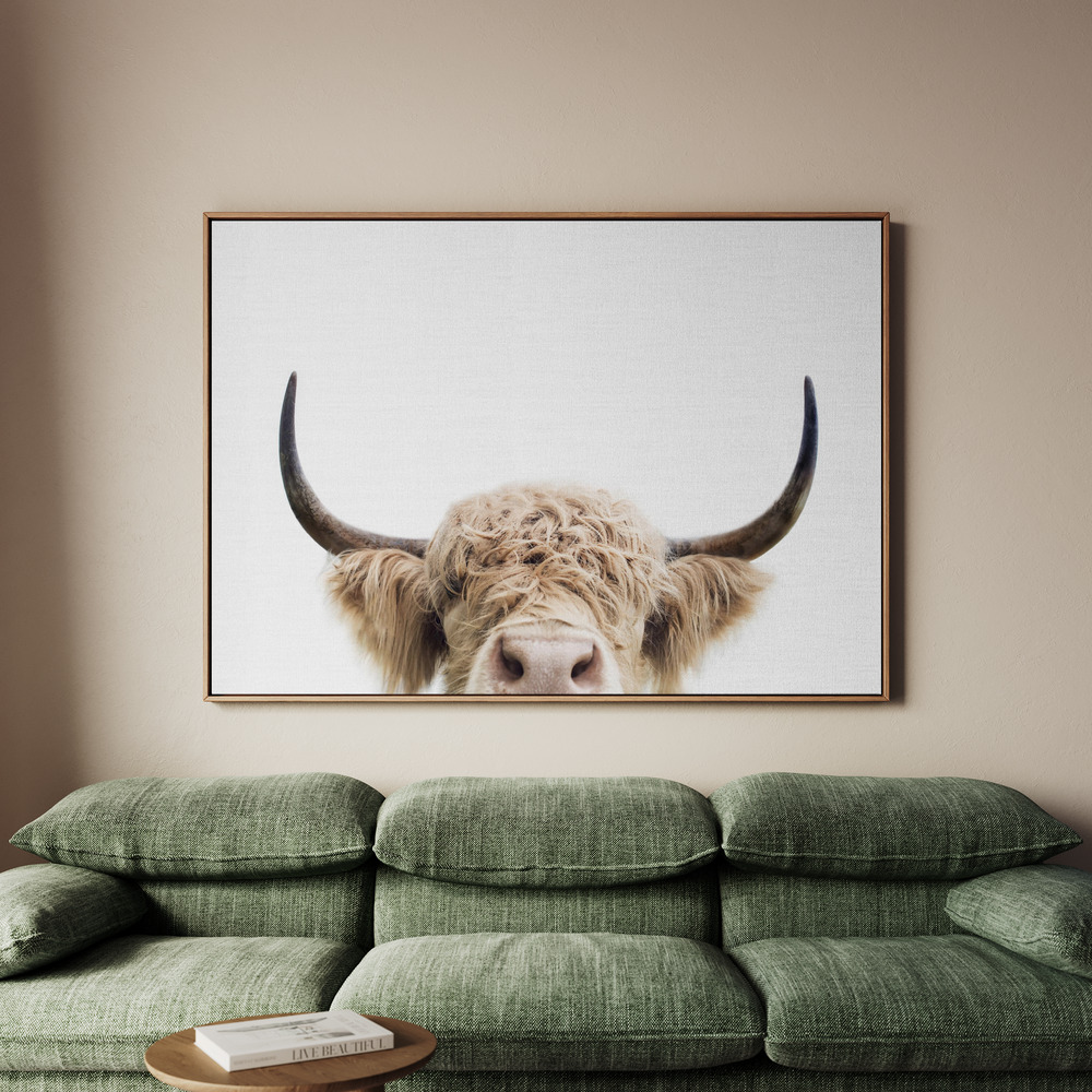 Canvastavla Peeking Cow - Tavla - 70x50